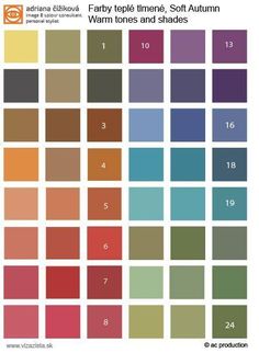 the color scheme for different colors and numbers