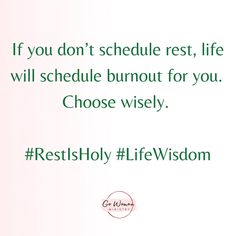 Let 2025 be the year you make rest a priority! God created rest, and it’s just as holy as the work you do. Burnout isn’t a badge of honor—it’s a warning sign. Protect your peace, guard your time, and schedule rest intentionally.

Remember, when you rest, you reflect your trust in God to handle what you can’t. Choose wisely this year. 

#RestIsHoly
#GOWomanMinistry 
#LifeWisdom 
#RestIn2025