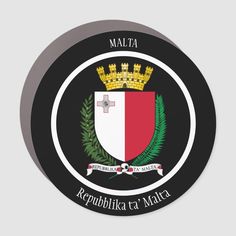 a black and white circular emblem with the flag of italy on it's side