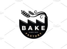 the logo for bake factory with an image of a plant growing out of it