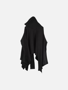 Dark Style Detachable Hat Cloak Hoodie - Anagoc Black Cotton Outerwear With Detachable Hood, Black Oversized Hooded Jacket With Detachable Hood, Oversized Black Hooded Jacket With Detachable Hood, Black Winter Outdoor Top, Black Hooded Jacket With Detachable Hood For Fall, Fitted Black Cotton Hooded Jacket, Black Funnel Neck Outerwear For Winter, Oversized Black Top With Adjustable Hood, Black Hoodie With Detachable Hood For Fall