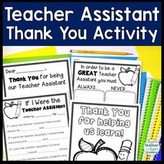 teacher assistant thank you activity for students to help them learn how to do their job