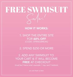 FREE Swimsuit of your choosing with purchase 👙 Swimwear Boutique, Swimsuits For Women, Beach Bunny, Private Party, Spring Break, It Works, Swimming, Coding