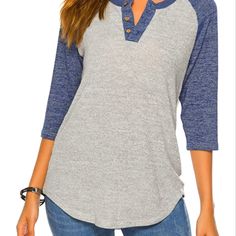 Women's Raglan Round Neck Summer Tops Ladies Basic Button Henley Shirt Boyfriend Style Top. Size Large. Never Worn. Smoke Free Home. Womens Wardrobe, Make Clothes, Round Neck Shirt, Shirts Summer, Henley Shirt, Style Blouse, Boyfriend Style, Womens Tops Summer, Professional Outfits