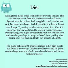 Diet for patients with dysautonomias Managing Pots, Pots Symptoms, Weight Goals, Autonomic Nervous System, Ehlers Danlos