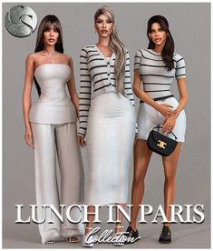 Sims 4 Cc Full Body Outfits, Sims 4 Luxury Cc Clothes, Sims 4 Cc Sets, Dress Sweater Outfit, Sims 4 Body Hair, Sims Costume, General Clothes, Lunch In Paris, Sims Lookbook