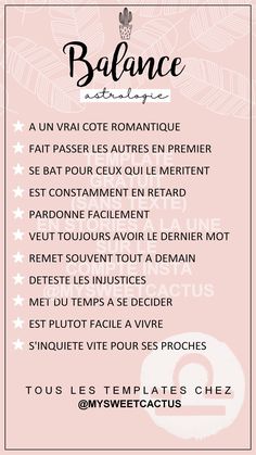 a pink poster with the words balance written in french and an image of a woman's face