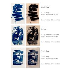 four different types of watercolors are shown in the same color scheme, and each has