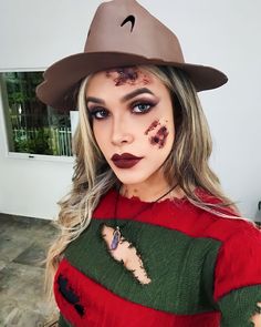 Women Freddy Krueger Makeup, Freddy Krueger Women Makeup, Female Freddy Krueger Makeup, Women Freddy Krueger Costume, Freddy Krueger Costume Women Makeup, Cute Freddy Krueger Makeup, Freddy Krueger Costume Makeup, Fredy Krueger Makeup, Freddy Krueger Makeup Women