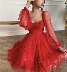 Red Prom Dress Sparkly, Gaun Tulle, Sparkly Formal Dress, Red Tulle Dress, Short Red Prom Dresses, Easter Dresses For Toddlers, Sparkly Prom Dress, 파티 드레스, Red Homecoming Dresses