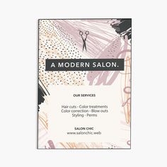 a flyer for a salon with scissors on it