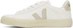 Low-top ChromeFree grained leather sneakers in white. · Lace-up closure · Logo embossed at padded tongue · Padded collar · Logo stamp at outer side · Suede logo appliqué at sides · Logo printed at heel tab · Recycled mesh lining · Treaded rubber sole Supplier color: White/Natural Modern Leather High-top Sneakers With Logo Patch, Cream Leather Sneakers With Logo, Casual Cream Sneakers With Embossed Logo, Cream Lace-up Sneakers With Logo, Sporty Leather Sneakers With Appliqué Logo, Modern White Sneakers With Embroidered Logo, White Lace-up Sneakers With Appliqué Logo, Leather Sneakers With Appliqué Logo, White Low-top Sneakers With Appliqué Logo