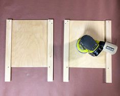 two pieces of plywood being used to build a diy project with a cordless drill