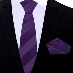 Regal Elegance: Elevate Your Look with our Deep Purple Stripe Necktie Are you ready to add a touch of sophistication and panache to your ensemble? Look no further than our Deep Purple Stripe Necktie—a versatile accessory that effortlessly combines style and refinement. Let's dive into the captivating details of this necktie and discover how it can transform your look into a statement of timeless elegance. A Dash of Lavishness: Our Deep Purple Stripe Necktie boasts an exquisite deep purple hue th Classic Purple Formal Sets, Elegant Purple Ties For Groom, Purple Ties, Luxury Purple Suit And Tie Accessories For Semi-formal Occasions, Purple Ties For Men, Luxury Classic Purple Ties, Light Grey Dress, Light Blue Dress Shirt, Charcoal Gray Suit