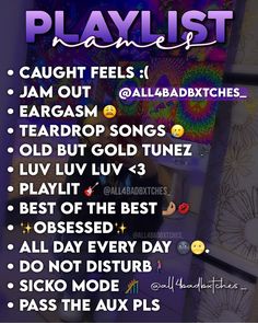 a poster with the words playlist on it