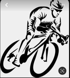 a black and white silhouette of a cyclist