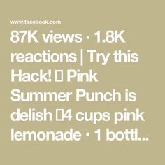 87K views · 1.8K reactions | Try this Hack! 🌸 Pink Summer Punch is delish 💕4 cups pink lemonade • 1 bottle sparkling wine • 2 cups vodka • lemon lime soda. You can also use a tin muffin tray to make the ice discs and please always be responsible 💕 #easyrecipes #hack #summervibes #summerinspo | Jennifer Valentyne | Cyndi Lauper · Girls Just Want to Have Fun Vodka Lemon, Summer Punch, Lime Soda, Muffin Tray, Cyndi Lauper, Pink Lemonade, Pink Summer, Sparkling Wine