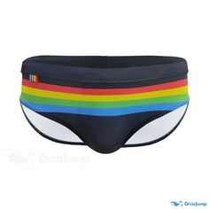 Orcajump - Colorful Striped Triangle Swimwear - Sensual and Well-Fitted Swimming Briefs Striped Fitted Swimwear For Sports, Fitted Multicolor Swimwear Brief, Fitted Multicolor Swim Briefs, Fitted Multicolor Brief Swimwear, Casual Fitted Multicolor Swimwear, Triangle Swimwear, Triangl Swimwear, Beach Swim, Swim Brief