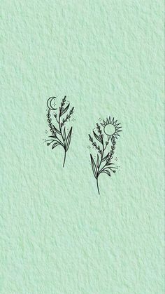 two flowers are drawn on a piece of paper