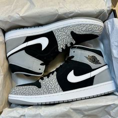 Nike Jordan 1 Mid Elephant Print Black Grey Shoes Brand New With Original Box Men’s Size: 7.5 Men’s = Women’s 9 (Last) Men’s 11 = Women’s 12.5 (Last) Check Out With Women’s Size Only 100% Authentic Ship In 24 Hrs Final Sale Gray Leather Jordan Shoes With Cushioned Footbed, Custom Gray Leather Sneakers With Cushioned Footbed, Gray Leather Custom Sneakers With Cushioned Footbed, Jordan 1 Mid Women, Jordan 1 Low Bred, Air Jordan 1 Women, Nike Jordan 1 Mid, Red High Tops, Black Jordans