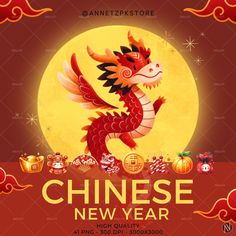 a chinese new year flyer with a dragon