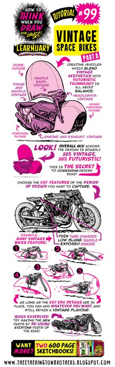 an advertisement for the vintage motorcycle show, featuring pink and black graphics on white paper