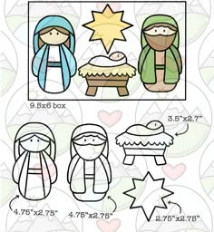 the christmas nativity cut outs are shown