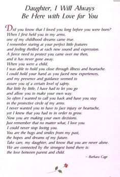 a poem written in the language of daughter, i will always be here with love for you