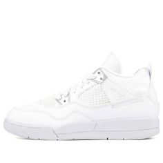 First released in 1989, the (PS) Air Jordan 4 Retro 'Pure Money' 308499-100 in the Air Jordan 4 series features a durable leather upper, mesh paneling, and a supportive heel tab. Its design offers excellent cushioning and stability both on and off the court. White High-top Air Jordan 4 For Sports, White Air Jordan 4 Sport Shoes, White High-top Air Jordan 4 Sports Shoes, White High-top Air Jordan 4 Sneakers, White Sporty Air Jordan 4 For Sports, Air Jordan 4 Breathable For Light Sports, Air Jordan 4 Breathable Synthetic For Light Sports, White Air Jordan 4 Sporty Breathable, White Synthetic Air Jordan 4 For Sports