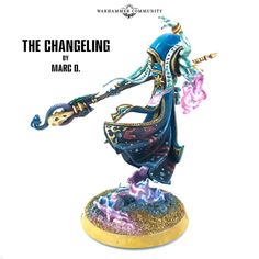 a figurine is shown with the words, the changing by marc d on it