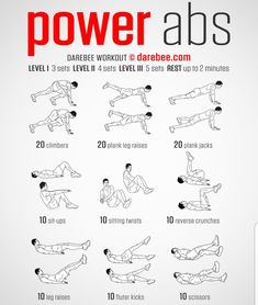 the power abs workout poster shows how to do it in less than 10 minutes or less