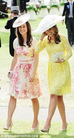 Ladies together: Pippa was joined by a friend who also dressed well for the special event Pippa Middleton Style, Ascot Dresses, Derby Wedding, Race Day Outfits, Kate And Pippa