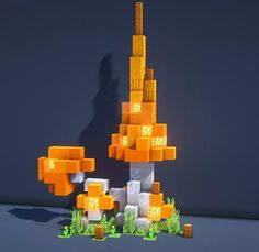 an orange and white tower made out of blocks