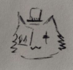 a drawing of a cat with a hat on it's head and the words i love you written in cursive writing