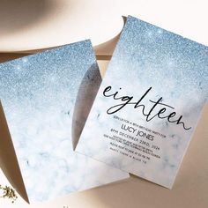 two wedding cards with the word eighteen printed on them