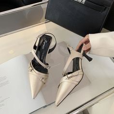 LBSFY - Pointed Toe Women Sandals 2024 New Arrivals Black Pink Beige Belt Buckle Party Dress Shoes Ankle Strap Sexy Party Dress Shoes Size 5.5=35=22.5cm Size 6=36=23cm Size 6.5=37=23.5cm Size 7=38=24cm Size 7.5=39=24.5cm Pointed Toe Sandals For Prom In Summer, Elegant Pointed Toe Sandals For Party Season, Spring Dinner Heels With Pointed Toe, Closed Toe Slingback Pumps For Prom, Closed Toe Slingback Pumps For Summer Prom, Summer Prom Slingback Pumps With Closed Toe, Summer Prom Slingback Pumps With Pointed Toe, Summer Prom Closed Toe Slingback Pumps, Spring High Heel Slingback Pumps For Party