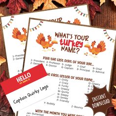 two thanksgiving trivias with the words what's your turkey name?