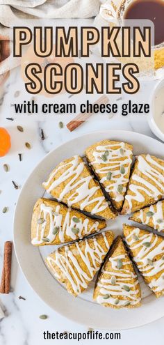 pumpkin scones recipe with cream cheese glaze Pumpkin Cream Cheese Scones, Pumpkin Heavy Cream Recipes, Leftover Pumpkin Puree Recipes, Buttery Scones, Leftover Pumpkin Puree, Heavy Cream Recipes, Pumpkin Scones Recipe, Puree Recipes, Pumpkin Puree Recipes