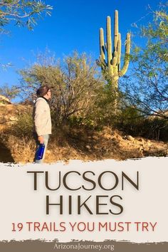 Man hiking a trail in arizona with a giant saguaro cactus Hiking In Arizona, Arizona Scenery, Hiking Arizona, Vacation Places In Usa, Carribean Travel, La Travel Guide, Beautiful Desert