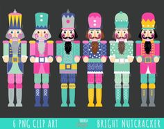 a group of nutcrackers in different colors and sizes, with the text pink nutcracker