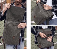 "Waxed Canvas Backpack Men, Diaper Backpack, Mens Laptop Backpack, Leather Canvas Rucksack, Travel Trip Bag, School Bag, Perfect for Traveling ◇Measurement: *Weight: 0.85 kg *Size: 30cm(L) x 10.5cm(W) x 40cm(H) / 11.81\" (L) x 4.13\"(W) x 15.74\" (H) ◇Color: Grey ◇Material: Made from Oil Waxed Canvas With Full Grain leather (Crazy Horse Leather ) ◇Feature: * 1 Zipper Pocket; 1 Money Pocket, 1 Cell Pocket, Pen Slot; 1 Laptop Compartment * Oil Waxed canvas + Encryption canvas + Cotton Lining +Craz Practical Rectangular Backpack, Durable Backpack For Daily Use, Outdoor Backpack With Anti-theft Pocket, Outdoor Rectangular Backpack With Anti-theft Pocket, Trip Bag, Canvas Backpack Men, Waxed Canvas Backpack, Laptop Backpack Mens, Canvas Rucksack