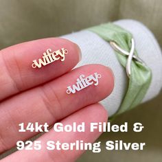 These word links are the perfect size for using as a connector for permanent jewelry chains. 14kt Gold Filled & Sterling Silver wifey: 13.5 mm x 5.5 mm 20 gauge Don't forget the jumprings to attach them:  https://www.etsy.com/listing/1495523182/set-of-50-x-tiny-jumpring-22ga-32mm-open? View all our great items: ImprintedSupplies.etsy.com ImprintedSupplies jewelry is not intended for use on children under the age of 13. White Engraved Nameplate Jewelry, Nickel-free Yellow Gold Jewelry For Anniversary, Nickel Free 14k Gold Jewelry For Gifts, 14k Gold Nameplate Bracelet For Anniversary, Hypoallergenic Jewelry For Wedding On Valentine's Day, Hypoallergenic Wedding Jewelry For Valentine's Day, Hypoallergenic Wedding Jewelry For Valentine’s Day, White Hallmarked Jewelry For Valentine's Day, Elegant Personalized Jewelry For Special Day