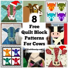 eight free quilt block patterns for cows