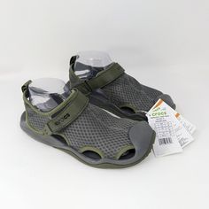 Green Size8 Nwt Fade-resistant Slip-on Outdoor Sandals, Fade-resistant Round Toe Sandals For Summer, Summer Outdoor Sandals Fade-resistant, Fade-resistant Summer Outdoor Sandals, Fade-resistant Sport Sandals For Summer Outdoor, Casual Fade-resistant Sandals For Outdoor, Crocs Loafers, Brown Loafer Shoes, Crocs Green