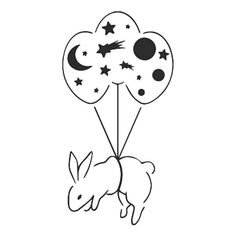 an animal with stars and moon balloons