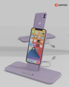 an iphone is sitting on top of a charging station