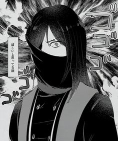 an anime character with black hair wearing a mask