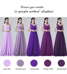 the different colors of bridesmaid dresses in purple ombre'shades