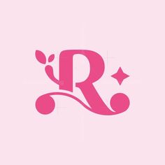 the letter r is made up of flowers and stars on pink paper with black lettering