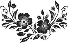 a black and white floral design on a white background